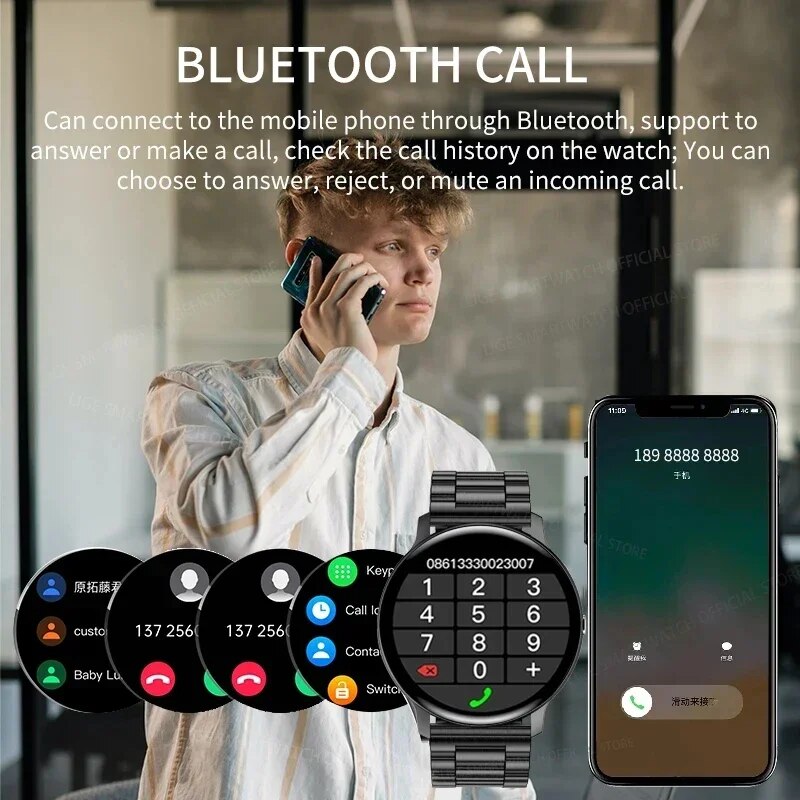 Smart Watch Men Bluetooth Call Sports Fitness Bracelet Waterproof Clock Voice Assistant Women Smartwatch for Men Box Smartwatch