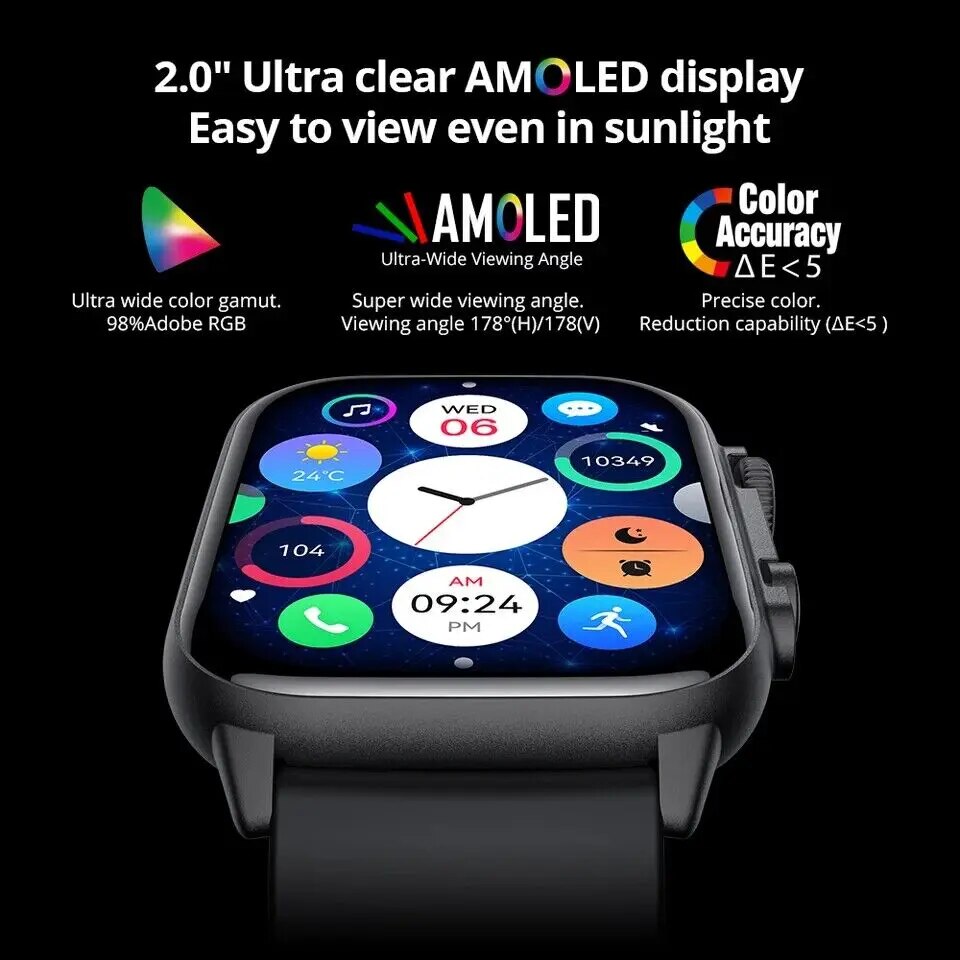 AMOLED Screen Smart Watch Always-on Display Sports Fitness Tracker Bluetooth Call Women Men NFC Smartwatch 2023