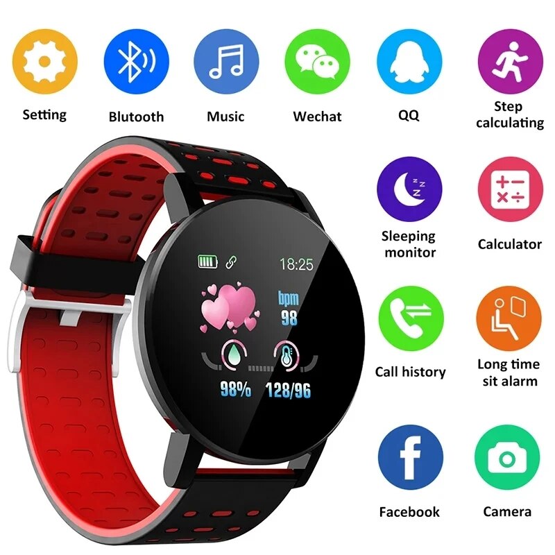 119S Smartwatch Bluetooth Smart Watch Men Blood Pressure Women Smart Band Clock Sports Fitness Tracker Watch For Android IOS